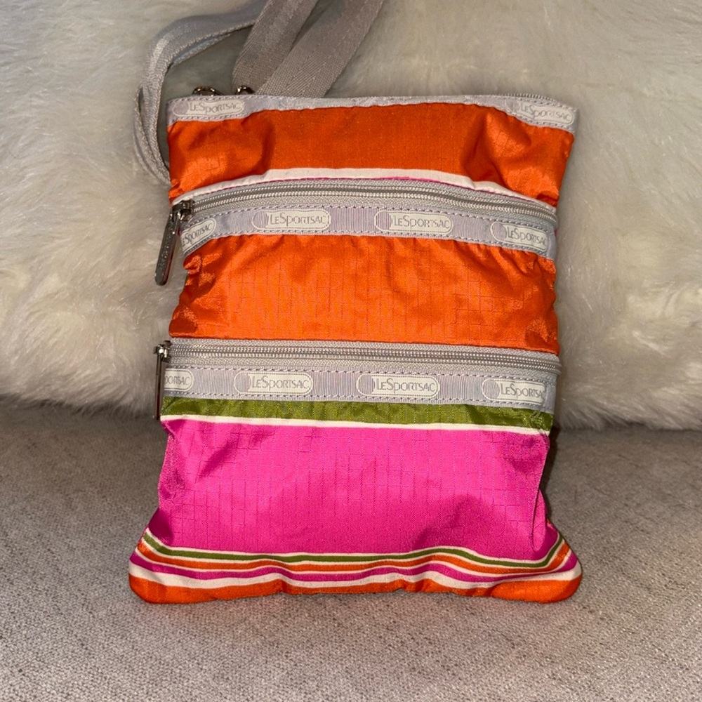 LeSportSac Striped Nylon Crossbody Bag Adjustable Strap